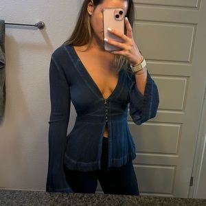 Free People Low Cut Bohemian Top